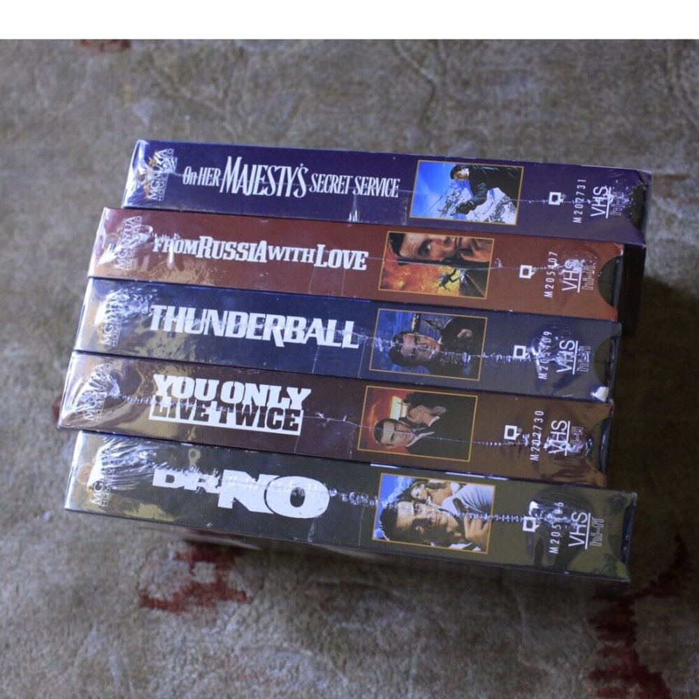 5 Sealed VHS 007 James Bond Movies Thunderball Dr No From Russia with Love